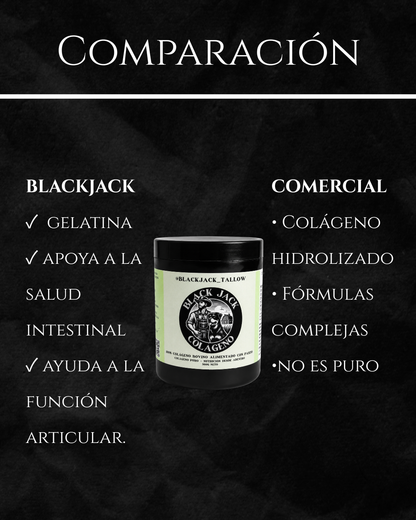 Comparación del Colágeno Black Jack (gelatina, apoya la salud intestinal y articular) frente al colágeno comercial hidrolizado

