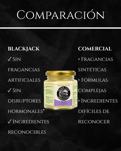 Comparación de la crema hidratante Black Jack (sin fragancias artificiales ni disruptores hormonales) frente a las cremas comerciales

