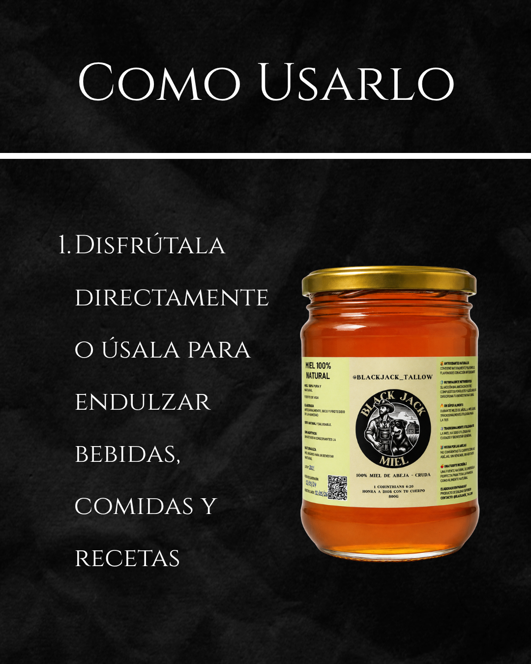 Cómo usar la miel cruda Black Jack Tallow — endulzar bebidas, comidas y recetas