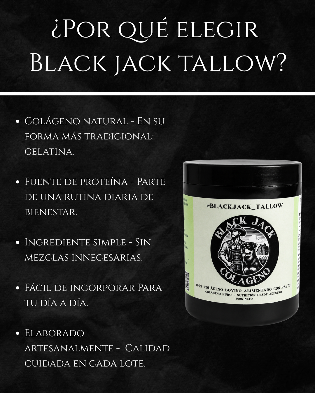 por qué elegir el Colágeno Black Jack Tallow — colágeno natural, fuente de proteína e ingrediente simple