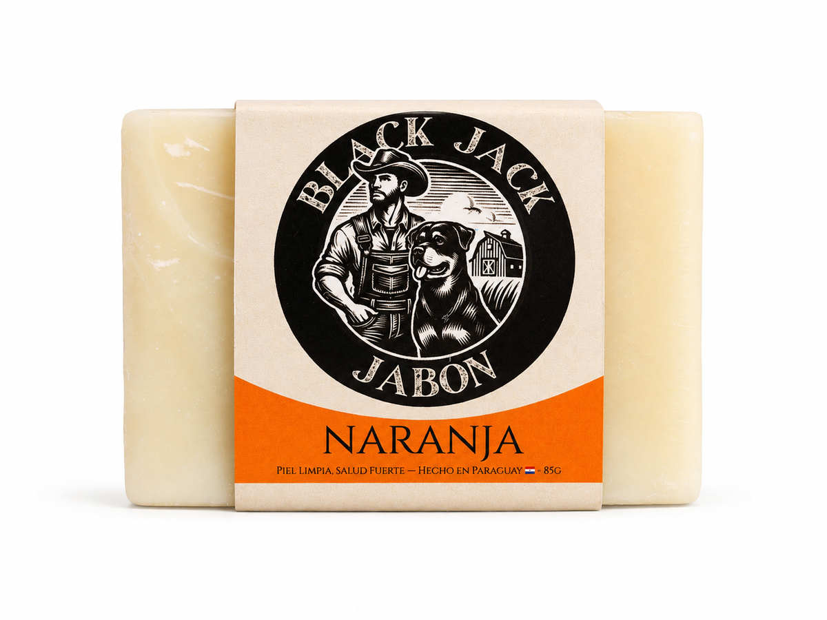 Jabón artesanal Black Jack aroma Naranja, 85g, hecho en Paraguay

