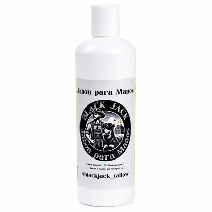 Botella de 500ml de Jabón Líquido para Manos Black Jack sobre fondo blanco

